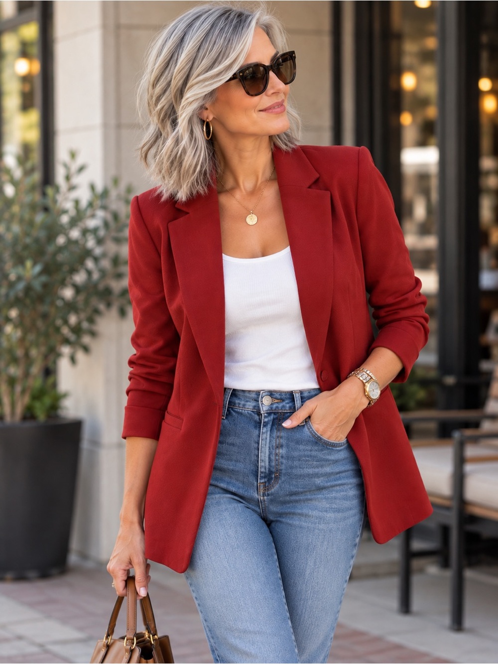 Maurices Brick Red/Maroon Tailored Blazer